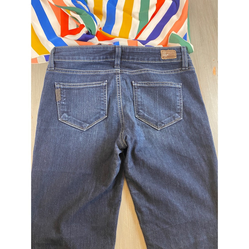 Paige Holly Petite Flare Jeans Dark Wash Blue Denim Size 26 Made in USA - Picture 7 of 16
